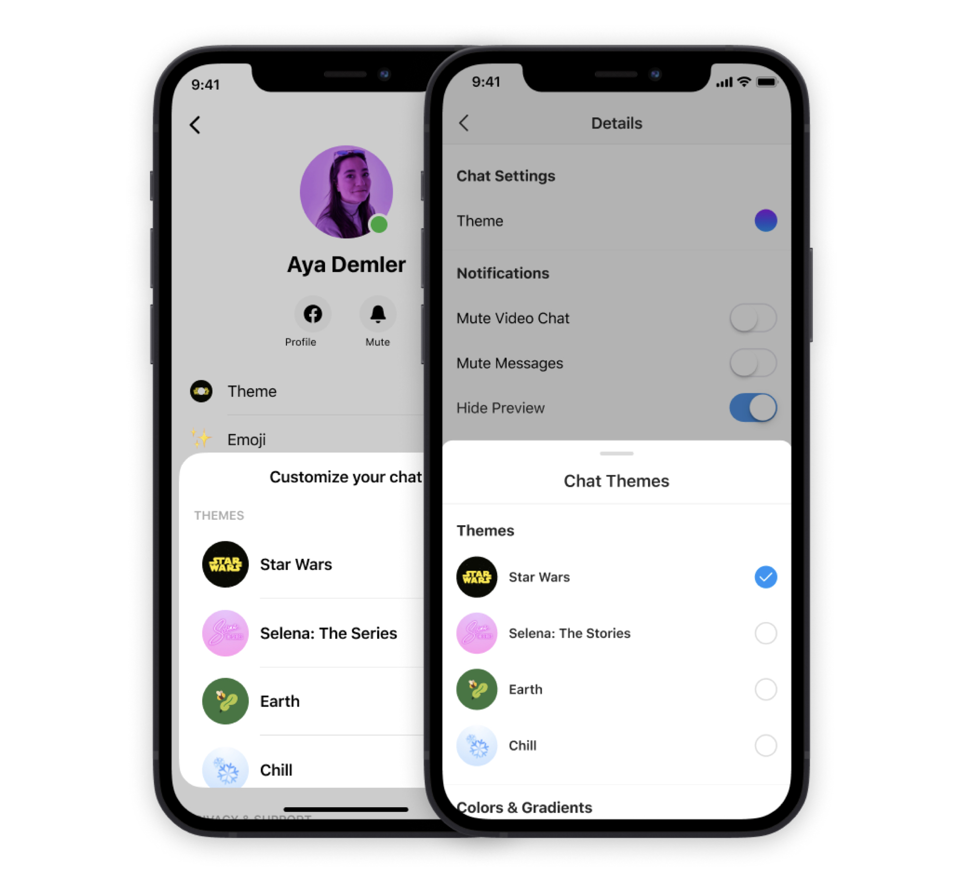 Messenger chat themes product mock